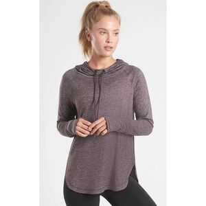 Athleta Uptempo Hoodie Womens Large Long Sleeve Pullover Thumbholes Purple (C1)